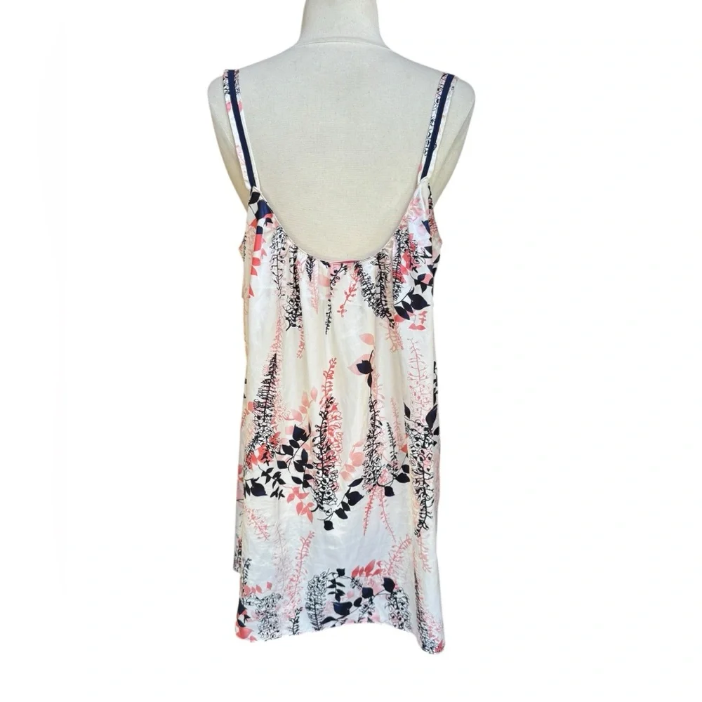 1990s/Y2k Oscar de la Renta Floral V-Neck Lace Trim Babydoll Nightgown/Slip Dres